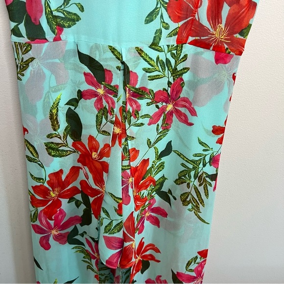 GUESS Women's Uri Floral-Print Walk-Through Romper Coastal Bloom Aqua Print Sz 6 - Picture 5 of 16
